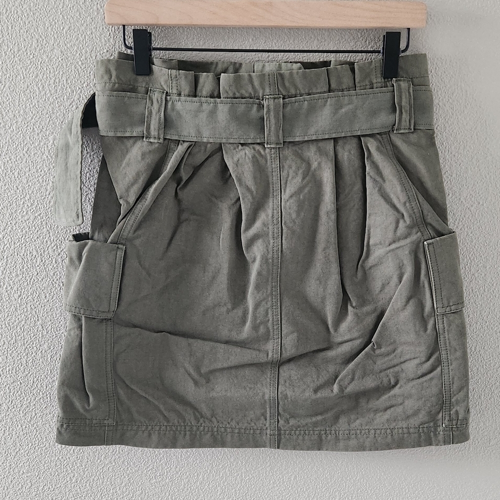 A.L.C. Kai Belted Cargo Mini Skirt Size 8 Army Olive Green Linen Cotton Revolve - Picture 6 of 11